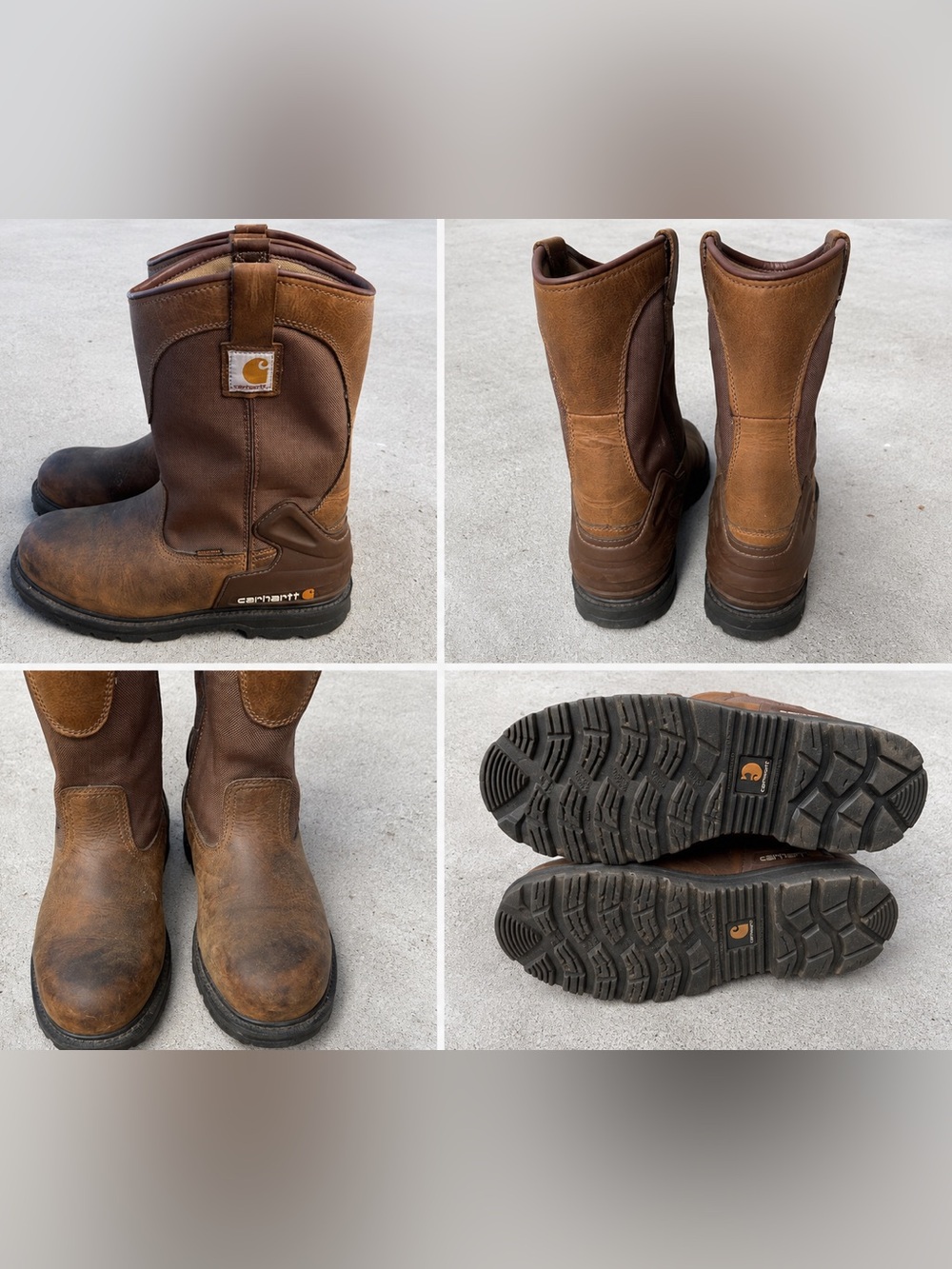 Carhartt Brown Leather Men’s Pull-On Western Work Boots